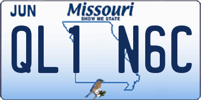 MO license plate QL1N6C