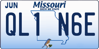 MO license plate QL1N6E