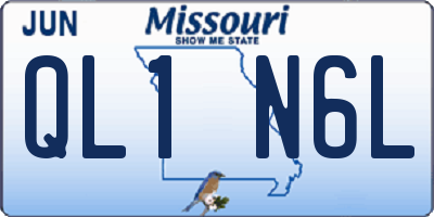 MO license plate QL1N6L