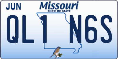 MO license plate QL1N6S