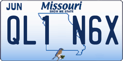 MO license plate QL1N6X