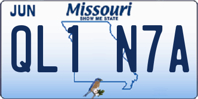 MO license plate QL1N7A