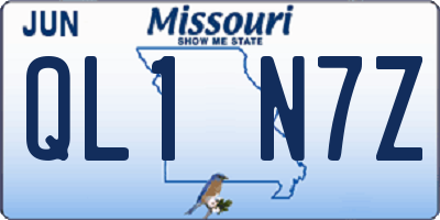 MO license plate QL1N7Z