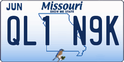 MO license plate QL1N9K