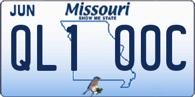 MO license plate QL1O0C