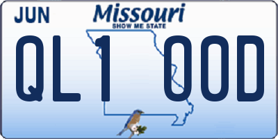 MO license plate QL1O0D