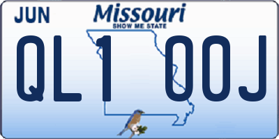 MO license plate QL1O0J