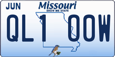 MO license plate QL1O0W