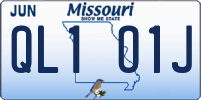 MO license plate QL1O1J