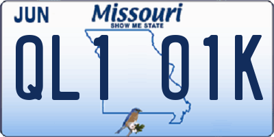 MO license plate QL1O1K