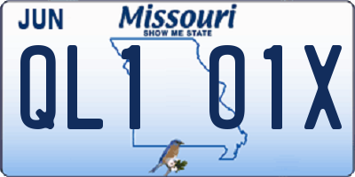 MO license plate QL1O1X