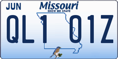 MO license plate QL1O1Z