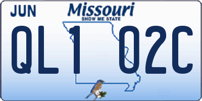 MO license plate QL1O2C
