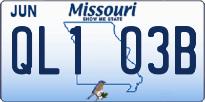 MO license plate QL1O3B