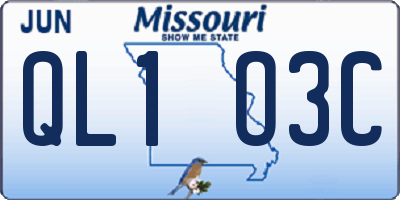 MO license plate QL1O3C