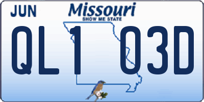 MO license plate QL1O3D