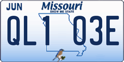 MO license plate QL1O3E
