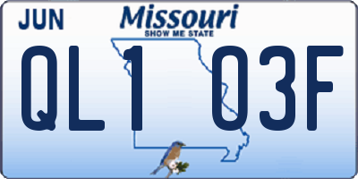 MO license plate QL1O3F