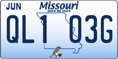 MO license plate QL1O3G