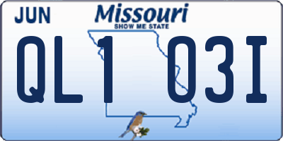 MO license plate QL1O3I