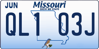 MO license plate QL1O3J