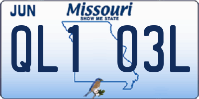 MO license plate QL1O3L