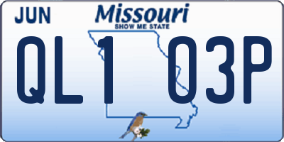 MO license plate QL1O3P