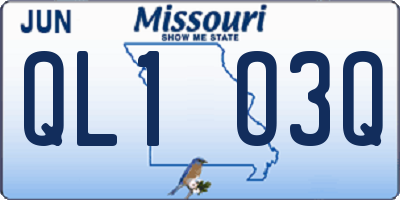 MO license plate QL1O3Q