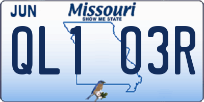 MO license plate QL1O3R