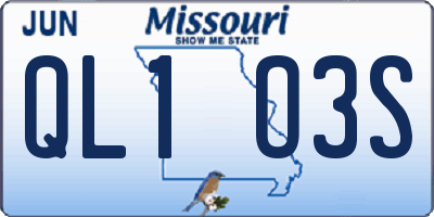 MO license plate QL1O3S