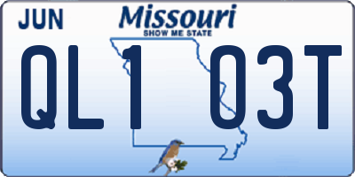 MO license plate QL1O3T