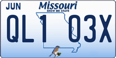 MO license plate QL1O3X