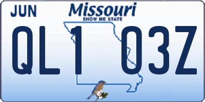 MO license plate QL1O3Z
