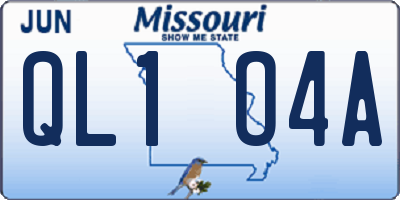 MO license plate QL1O4A