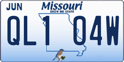 MO license plate QL1O4W