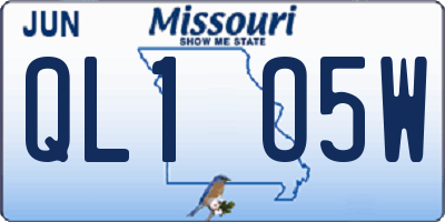 MO license plate QL1O5W