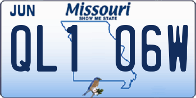 MO license plate QL1O6W