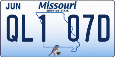 MO license plate QL1O7D