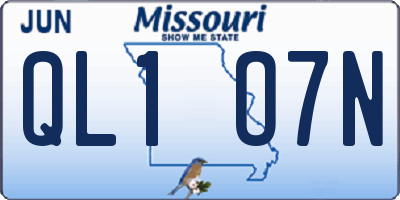 MO license plate QL1O7N