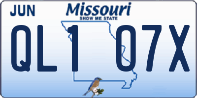 MO license plate QL1O7X