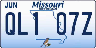 MO license plate QL1O7Z