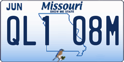 MO license plate QL1O8M