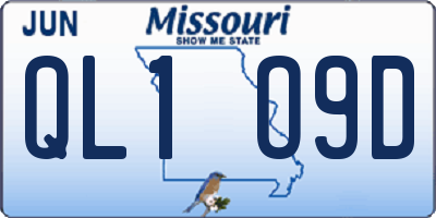 MO license plate QL1O9D