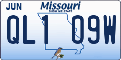 MO license plate QL1O9W