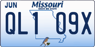 MO license plate QL1O9X