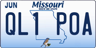 MO license plate QL1P0A