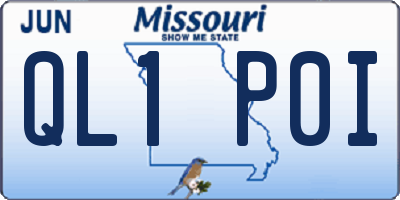MO license plate QL1P0I