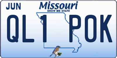 MO license plate QL1P0K