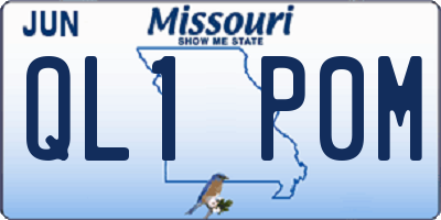 MO license plate QL1P0M
