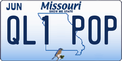 MO license plate QL1P0P
